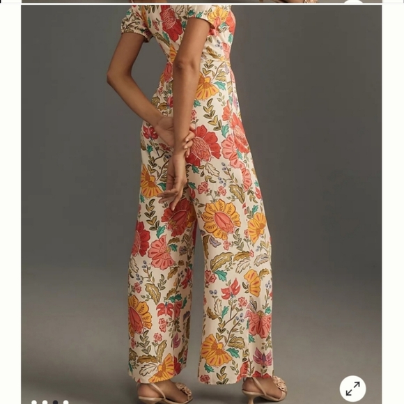 Farm Rio Floral Puff Sleeve Jumpsuit - Picture 3 of 5